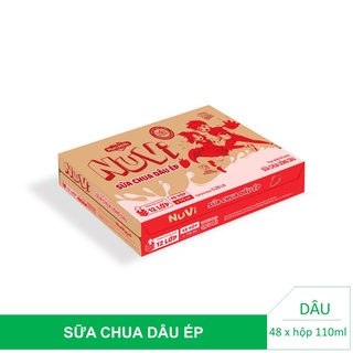 Thùng 48 hộp NuVi Sữa chua uống Dâu hộp 110ml/hộp