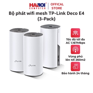 Bộ phát wifi mesh TP-Link Deco E4 (3-Pack) 2 cổng WAN/LAN 10/100Mbps, 1 cổng nguồn