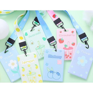 Dây đeo thẻ học sinh sinh viên xinh xắn kèm bao đựng thẻ hình trái cây
