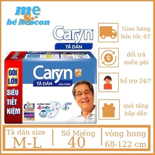[ Gói Lớn Siêu Tiết Kiệm] Tả Dán Caryn Dành Cho Người Lớn M/L40 Miếng + Hàng Chính Hãng + Mevabeheocon123
