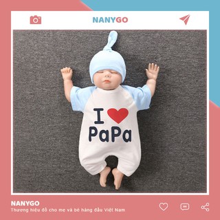 Body Cộc Tay Kèm Mũ Cho Bé Trai, Bé Gái, Trẻ Sơ Sinh I Love Papa [BDC3-PAPA]