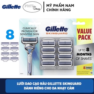 Hộp 8 cái Lưỡi thay thế dao cạo râu cao cấp Gillette Fusion Skinguard dành cho da nhạy cảm