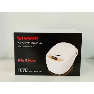 NỒI CƠM ĐIỆN SHARP 1,8L KS-COM186EV-GL - NẮP GÀI, BẢNG ĐIỂU KHIỂN ĐIỆN TỬ - CHỨC NĂNG HẸN GIỜ RẤT TIỆN LỢI