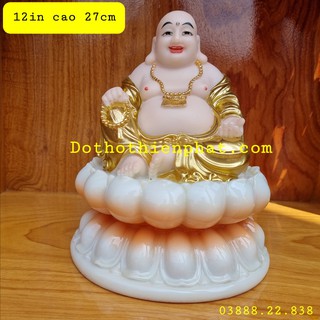 Tượng Di Lặc đá vàng kim 12in cao 27cm mẫu mới