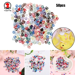 Set 50 Cúc Áo Hình Trái Tim 4mm Cho Búp Bê