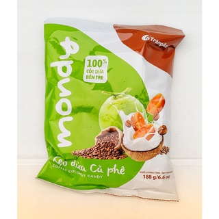 Kẹo dừa cà phê Mondy Tràng An 100%cốt dừa Bến Tre gói to 188g