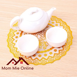 Miếng lót bình trà, bình hoa, hoa văn dập nổi vuông-tròn - A003 - A004