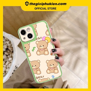 Ốp iphone - Ốp lưng iphone cạnh vuông Bear bóng bay dành cho ip 6 đến 14promax - ng054