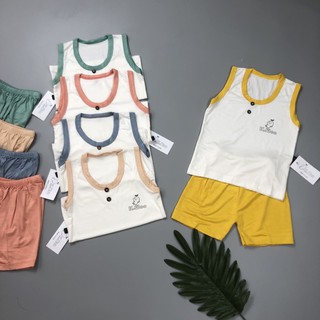 Bộ Kwoo Ba Lỗ Thun Lạnh Cúc Ngực Quần Màu