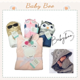 Ủ choàng cotton sợi xù hudson baby [ babyboo]