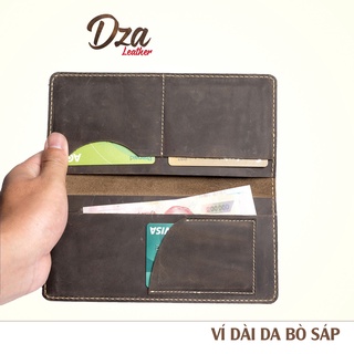 Bóp ví dài da bò sáp ngựa điên cao cấp cho nam Dza leather handmade