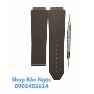 Dây đồng hồ cao cấp Hublot nam size 42 - Cao su sọc nâu size 19 x 25 x 22mm