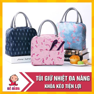 Túi đựng cơm giữ nhiệt có khóa kéo kiểu mới in hình họa tiết