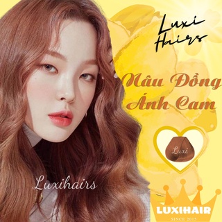 Thuốc Nhuộm Tóc Màu NÂU ĐỒNG ÁNH CAM Tặng Kèm Oxi Găng Tay Mũ Trùm Đầu - Luxihair