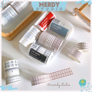 Set 3 cuộn washi tape theo tone màu hoạ tiết basic