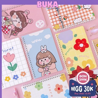 Số lò xo gáy xoắn hoạt hình cute A5 Bukavn Sổ tay kẻ ngang 120 trang theo chủ đề nhiều màu sắc dễ thương DTB