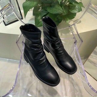 Boot nhăn  cao cổ cao cấp da mịn đen trắng be
