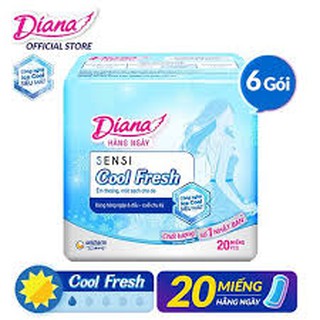 Bộ 6 gói Băng vệ sinh Diana hàng ngày Sensi Cool Fresh 20 miếng