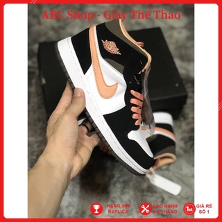 [FreeShip+ Hàng Xịn] Giày Jordan 1 JD1 Mid Phối Màu "Peach Mô Cha" Bản Tiêu Chuẩn, Giầy JD1 Cam Đen Trắng Nâu Cao Cấp