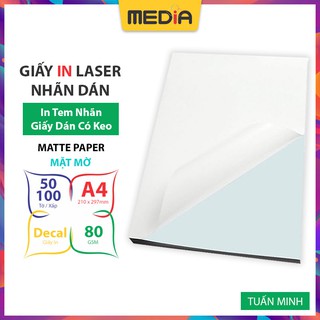 Giấy In Nhãn Dán (Decal) Media Mặt Mờ A4 100 Tờ