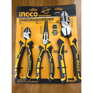 Bộ 3 kìm răng-cắt-nhọn (Cao Cấp) thép CR-V iNGCO HKHLPS2832 tiết kiệm sức 30%