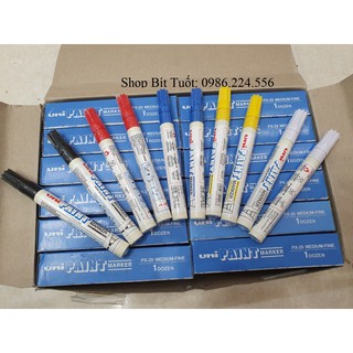 Bút sơn Uni paint marker PX - 20 giày màu trắng đen viết trên mọi chất liệu không phai màu bong tróc