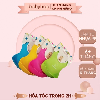 Yếm ăn dặm có máng chống rơi vãi Babyhop chất liệu nhựa mềm PP/TPE an toàn cho bé 4 màu lựa cho