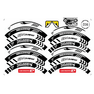 TEM VÀNH BẢN TO DÁN FULL BÁNH MS 802 ĐEN TRẮNG - Tem 3 Lớp Chống Nước Chống Bay Màu