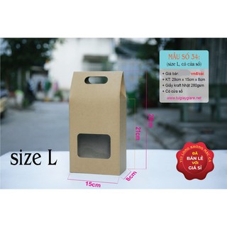 25 cái - Hộp giấy kraft đựng quà tặng thực phẩm bột ngũ cốc các loại hạt - Size L = Mẫu số 34
