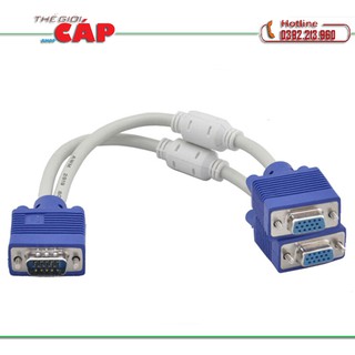 Cáp chia VGA 1 cổng ra 2 cổng (Trắng - Xanh)