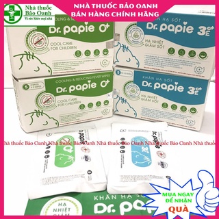 Khăn lau hạ sốt Dr Papie dành cho bé 0m+ và 3m+, hạ nhanh, anh toàn từ thảo dược, bạc hà, tía tô