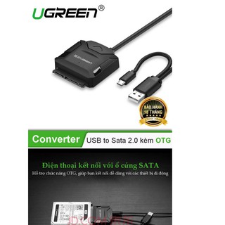 Cáp chuyển đổi USB 2.0 sang SATA HDD,SSD 3.5"2.5" Ugreen 20216 hỗ trợ OTG CR108 Chính Hãng
