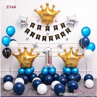 Set Bóng Bay Trang Trí Sinh Nhật Tông Màu Xanh