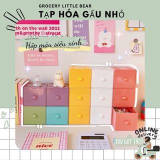 Hộp lưu trữ hình vuông màu kẹo macaron để bàn lưu trữ mỹ phẩm trang sức