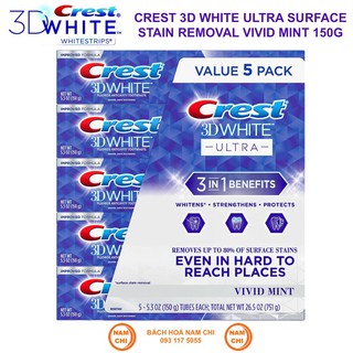 [1 Tuýp] Kem Đánh Răng Crest 3D White Ultra Surface Stain Removal Vivid Mint 158g