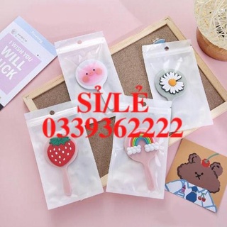 [ HAIANHSHOP ] Gương trang điểm mini cầm tay bỏ túi dáng tròn có cán cầm tiện dụng họa tiết hoạt hình >