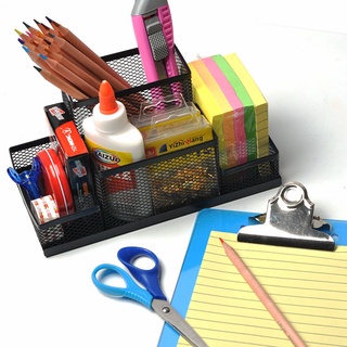 Khay cắm bút 4 ngăn đa năng, chất liệu thép sơn tĩnh điện (đen) - HV Store 051