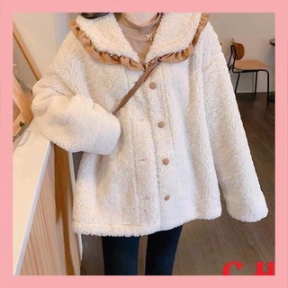 Áo Khoác Lông  Cadigan Viền Cổ Bèo Ulzzang Phong Cách Cổ Bẻ Thời Trang Mùa ĐôngSweater Cúc Cài Unisex Hàn Quốc vintage