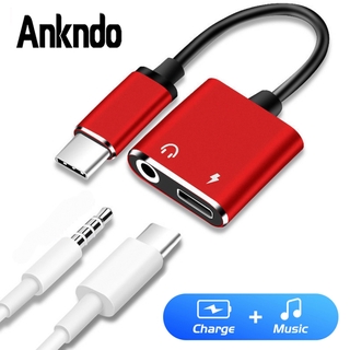 Cáp chuyển đổi âm thanh Ankndo USB C sang 3.5mm 2 trong 1 cho Google Pixel 3 / 3 Xl Galaxy Note 10 / 10 Plus