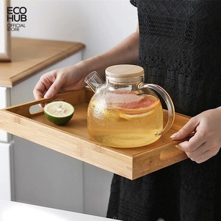 Khay gỗ Tre ECOHUB phục vụ chữ nhật có tay cầm, Nhiều Kích thước (Tre VN), Cứng cáp (Bamboo serving tray) | EH023