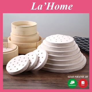 Giấy nến đục lỗ La'Home, tệp 100 tờ giấy nến nồi chiên không dầu size 20cm - 23cm, giấy thấm dầu ăn lót xửng hấp