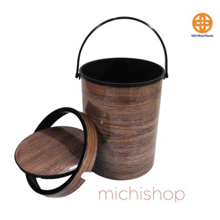 Thùng rác lật nhựa giả gỗ Việt Nhật, Thùng rác nắp lật để phòng khách, văn phòng lịch sự , sang trọng - MS8036
