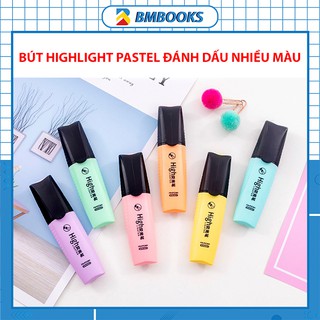 Bút highlight pastel đánh dấu nhiều màu chất lượng cao loại nắp đen BMBooks