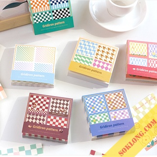 Giấy note ghi chú tập 100 tờ Caro NO17 hình Bánh kem, Vườn hoa dễ thương trang trí sổ bullet journal