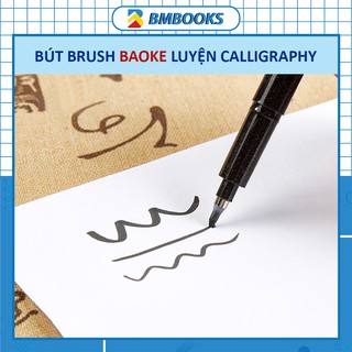 Bút Brush Baoke mực đen luyện viết Calligraphy, Brush Lettering, thư pháp có thể thêm mực BMBooks