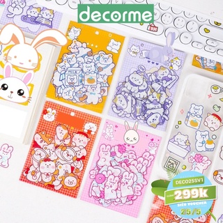 Sticker thú cưng hoạt hình dễ thương DecorMe Set 40 sticker động vật PVC chống thấm nước trang trí sổ  bullet journal