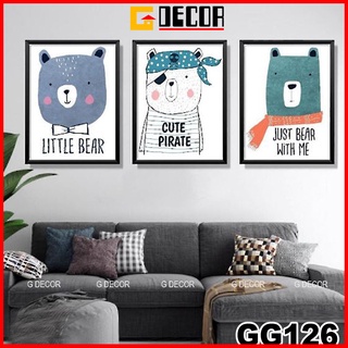Tranh treo tường canvas khung gỗ 3 bức phong cách hiện đại Bắc Âu tranh anime trang trí phòng cho bé phòng ngủ spa 126