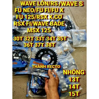 NHÔNG + DĨA WAVE RS/RSX X.CƠ/RSX FI/WAVE S110/FU125/FUTURE X/MSX 125 30T-32T-34T-35T-36T-37T-38T-40T CHÍNH HÃNG RECTO