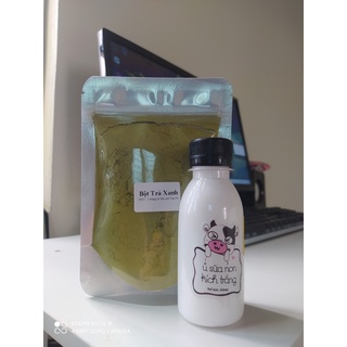 Combo 1 gói bột trà xanh 100g + 1 ủ trắng sữa non 100ml ( tặng kèm que đắp )
