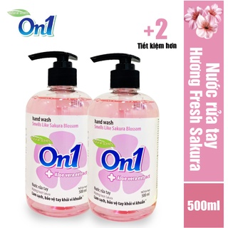 Combo 2 chai Nước rửa tay sạch khuẩn On1 hương Fresh Sakura dung tích 500ml/ chai